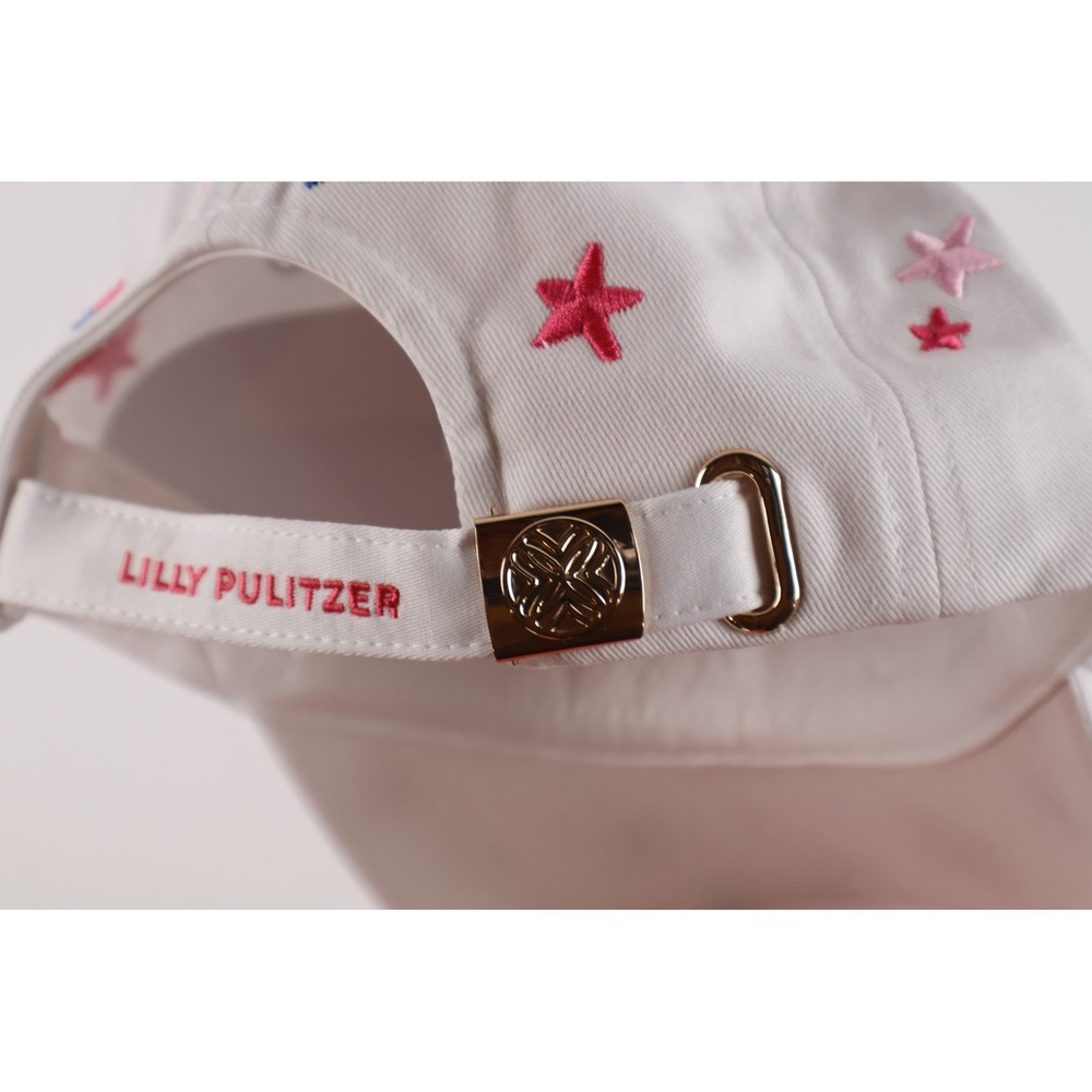 Lilly Pulitzer Baseball Cap Stars and Stripes White Embroidered OS Cotton NEW - Picture 5 of 6